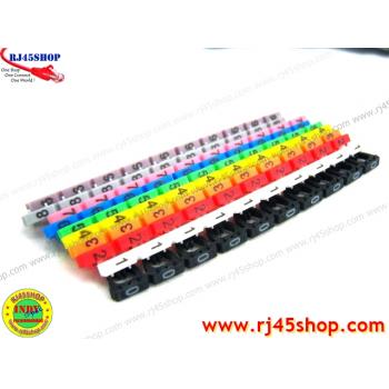 LAN Cable Markers Cat5 Cat5e ตัวเลขมาร์คสายแลน แบบแข็ง 10สี 0-9อย่างละ10ตัว รวม 100ตัว