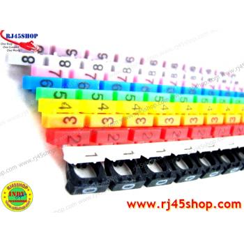 LAN Cable Markers Cat5 Cat5e ตัวเลขมาร์คสายแลน แบบแข็ง 10สี 0-9อย่างละ10ตัว รวม 100ตัว