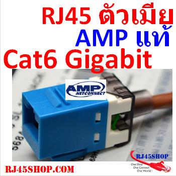 หัวแลนตัวเมีย สีฟ้า AMP Gigabit Lan RJ45 Female - Cat 6 SL 110 Jack 568A/B ,Blue AMP (modular keystone)