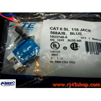 หัวแลนตัวเมีย สีฟ้า AMP Gigabit Lan RJ45 Female - Cat 6 SL 110 Jack 568A/B ,Blue AMP (modular keystone)