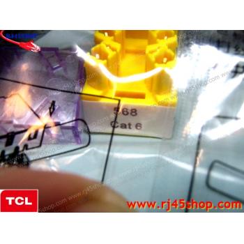 หัวแลนตัวเมีย สีเหลือง TCL Gigabit Lan RJ45 Female - Cat 6 Jack 568A/B ,Yellow TCL (modular keystone)