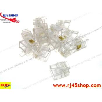 หัวโทรศัพท์ 6P4C (RJ11 แบบ4เขี้ยว เสียบสาย4คอร์) Modular jack for TEL RJ11 6P4C[4Pin]Use with UTP 4core2pair (RJ13,RJ14)