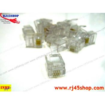 หัวโทรศัพท์ 6P4C (RJ11 แบบ4เขี้ยว เสียบสาย4คอร์) Modular jack for TEL RJ11 6P4C[4Pin]Use with UTP 4core2pair (RJ13,RJ14)