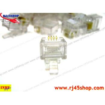 หัวโทรศัพท์ 6P4C (RJ11 แบบ4เขี้ยว เสียบสาย4คอร์) Modular jack for TEL RJ11 6P4C[4Pin]Use with UTP 4core2pair (RJ13,RJ14)