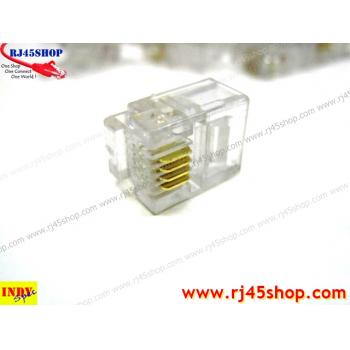 หัวโทรศัพท์ 6P4C (RJ11 แบบ4เขี้ยว เสียบสาย4คอร์) Modular jack for TEL RJ11 6P4C[4Pin]Use with UTP 4core2pair (RJ13,RJ14)