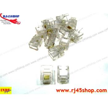 หัวโทรศัพท์ 6P4C (RJ11 แบบ4เขี้ยว เสียบสาย4คอร์) Modular jack for TEL RJ11 6P4C[4Pin]Use with UTP 4core2pair (RJ13,RJ14)