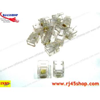 หัวโทรศัพท์ 6P4C (RJ11 แบบ4เขี้ยว เสียบสาย4คอร์) Modular jack for TEL RJ11 6P4C[4Pin]Use with UTP 4core2pair (RJ13,RJ14)