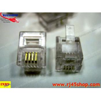 หัวโทรศัพท์ 6P4C (RJ11 แบบ4เขี้ยว เสียบสาย4คอร์) Modular jack for TEL RJ11 6P4C[4Pin]Use with UTP 4core2pair (RJ13,RJ14)