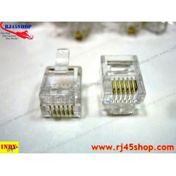 หัวโทรศัพท์ 6P6C (RJ11 แบบ6เขี้ยว เสียบสาย6คอร์) Modular jack for TEL RJ11 6P6C[6Pin]Use with UTP 6core3pair (RJ12,RJ25)