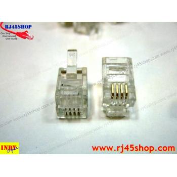 RJ9 4P4C หัวสำหรับสายชุดหูฟัง/พูด โทรศัพท์ Modular jack for handset TEL 4p4c [4Pin] (RJ9,RJ10,RJ22)