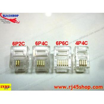 RJ9 4P4C หัวสำหรับสายชุดหูฟัง/พูด โทรศัพท์ Modular jack for handset TEL 4p4c [4Pin] (RJ9,RJ10,RJ22)