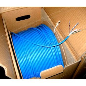 สายแลน Amp Cat6 CMR 1000Ft. Gigabit Lan  สีฟ้า กล่อง 305เมตร โรลไม้ CB-0007 Box 305meter 1000Ft Amp แท้!