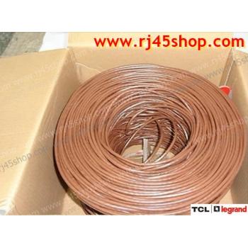 สายแลน TCL Cat5e สายสีน้ำตาลเข้ม ทองแดงชนิด OFC 0.48mm2 กล่อง300เมตร TCL Cat5e OFC Brown Bx300M